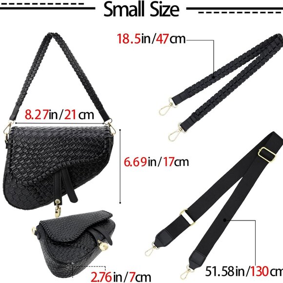 Women Saddle Bag PU Leather Small Crossbody Satchel with Detachable Straps - Picture 4 of 7